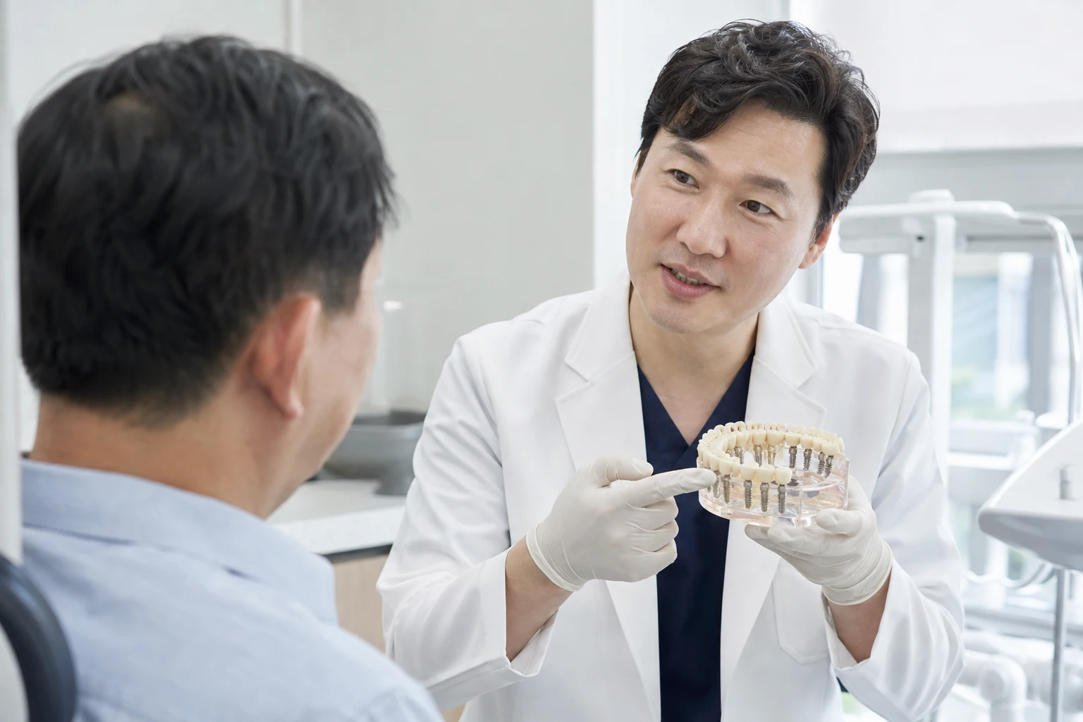 임플란트 여러 개 식립을 상담하는 장면